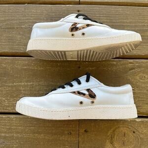 Tretorn Nylite Plus Suede Low-Top Sneakers White and Leopard Print